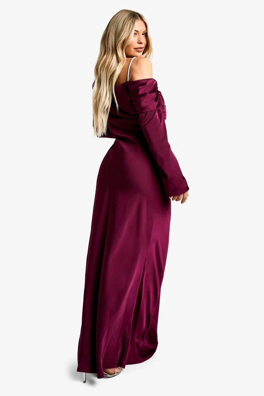 BOOHOO Satin Maxi Asymmetric Dress 2 BOOHOO Satin Maxi Asymmetric Dress - Image 2