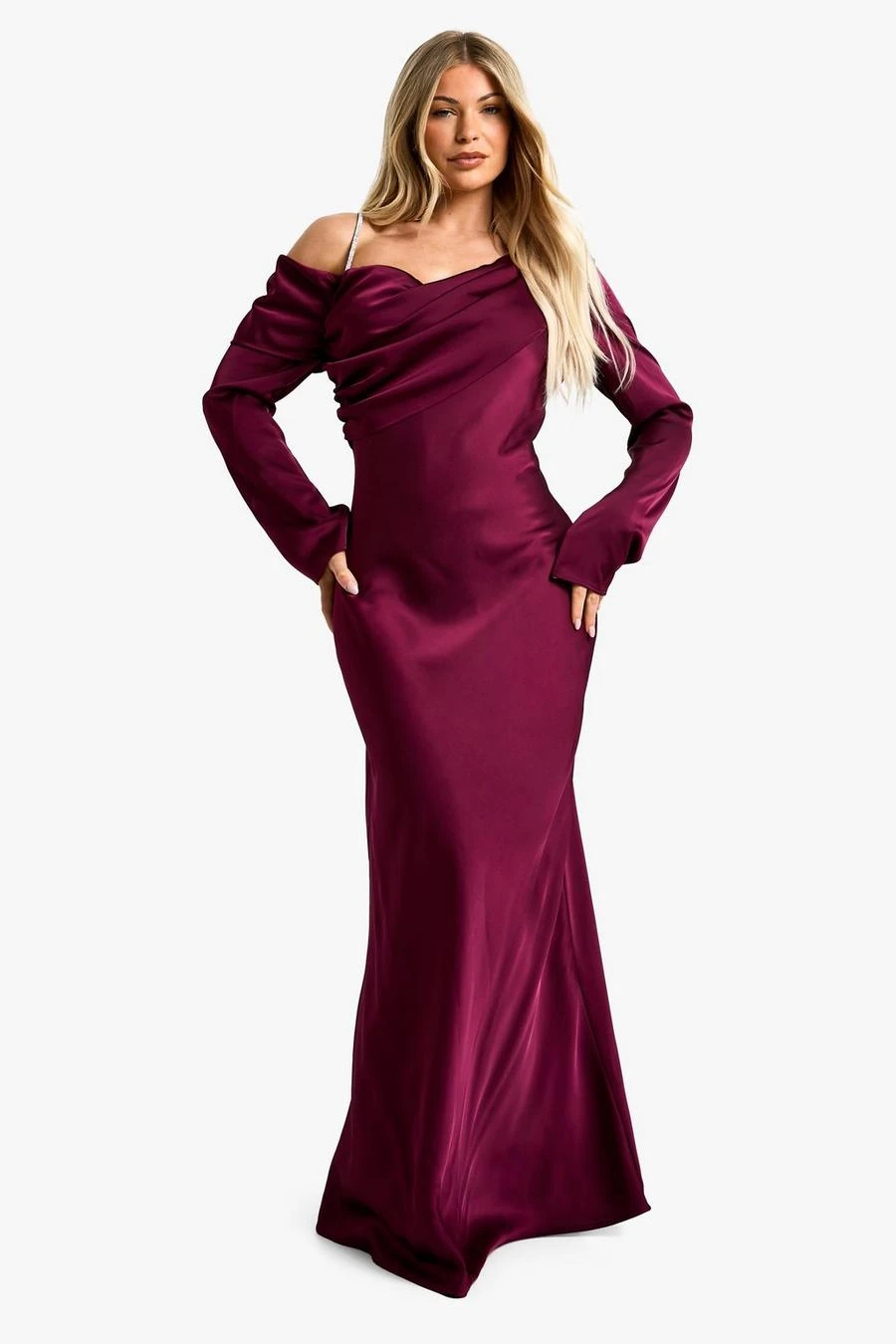 BOOHOO Satin Maxi Asymmetric Dress 3 BOOHOO Satin Maxi Asymmetric Dress - Image 3