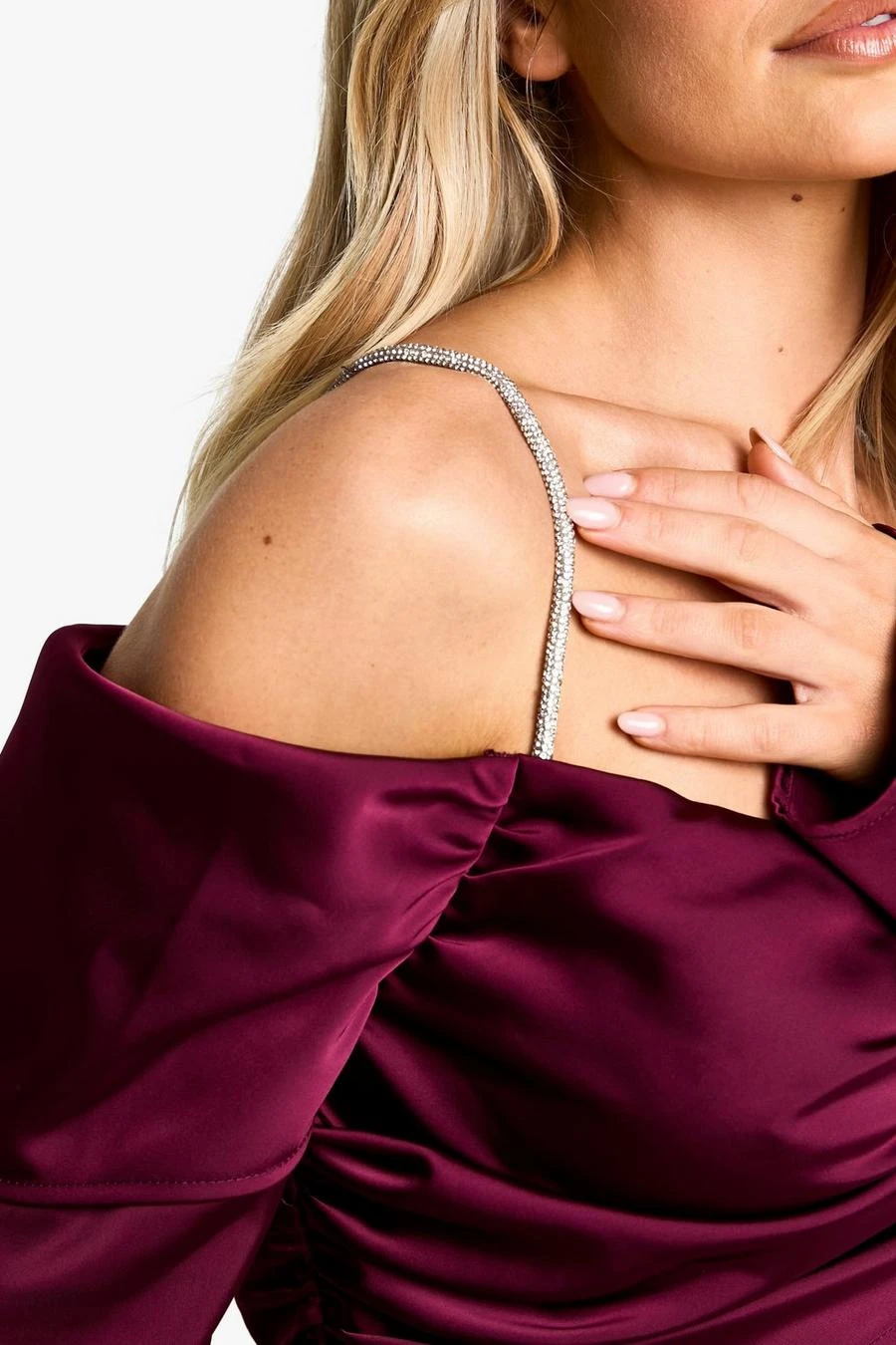 BOOHOO Satin Maxi Asymmetric Dress 4 BOOHOO Satin Maxi Asymmetric Dress - Image 4