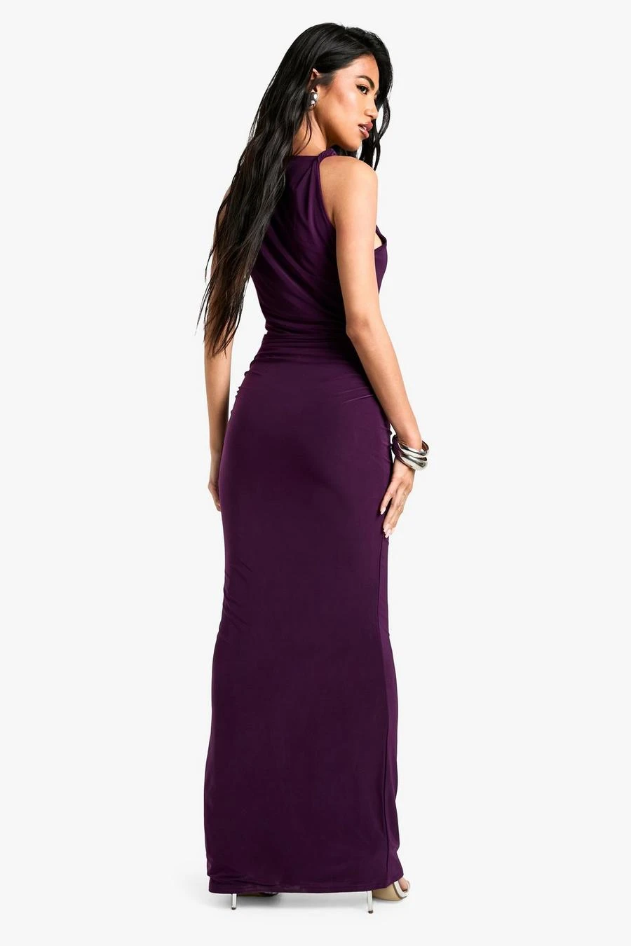 BOOHOO Twist Detail Ruched Slinky Maxi Dress 2 BOOHOO Twist Detail Ruched Slinky Maxi Dress - Image 2