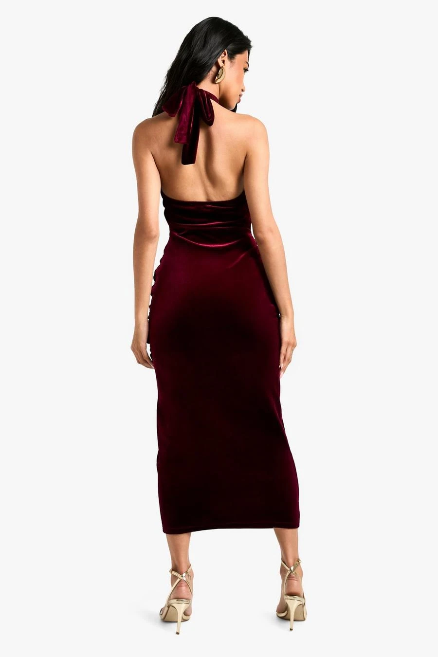 BOOHOO Velvet Tie Waist Racer Maxi Dress 2 BOOHOO Velvet Tie Waist Racer Maxi Dress - Image 2