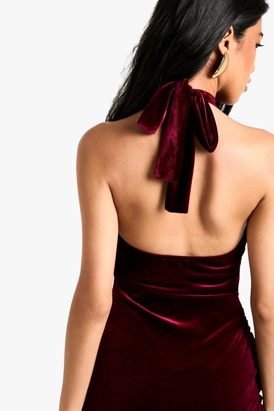 BOOHOO Velvet Tie Waist Racer Maxi Dress 4 BOOHOO Velvet Tie Waist Racer Maxi Dress - Image 4