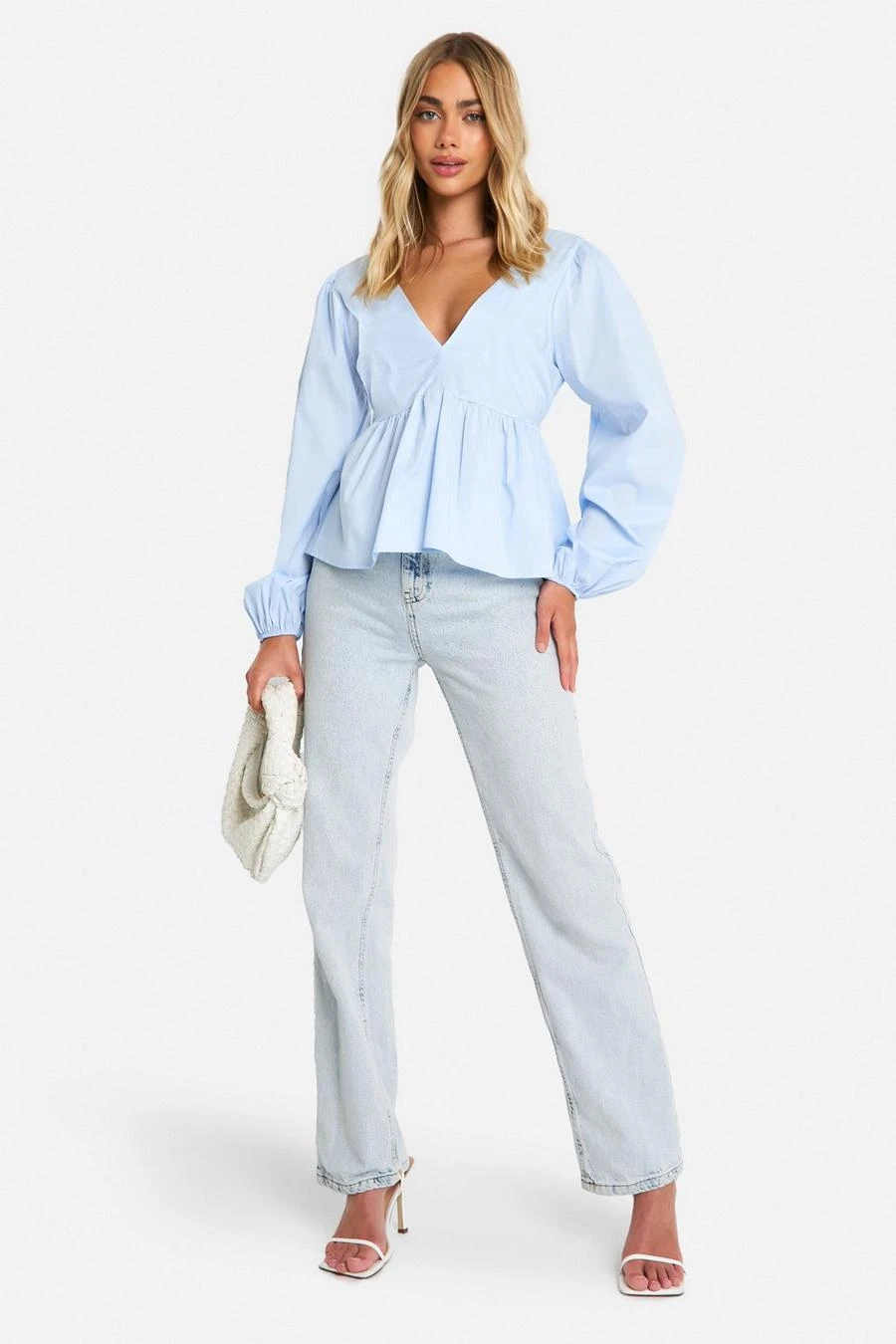 BOOHOO Long Sleeve Tie Back Peplum Smock Top 3 BOOHOO Long Sleeve Tie Back Peplum Smock Top - Image 3