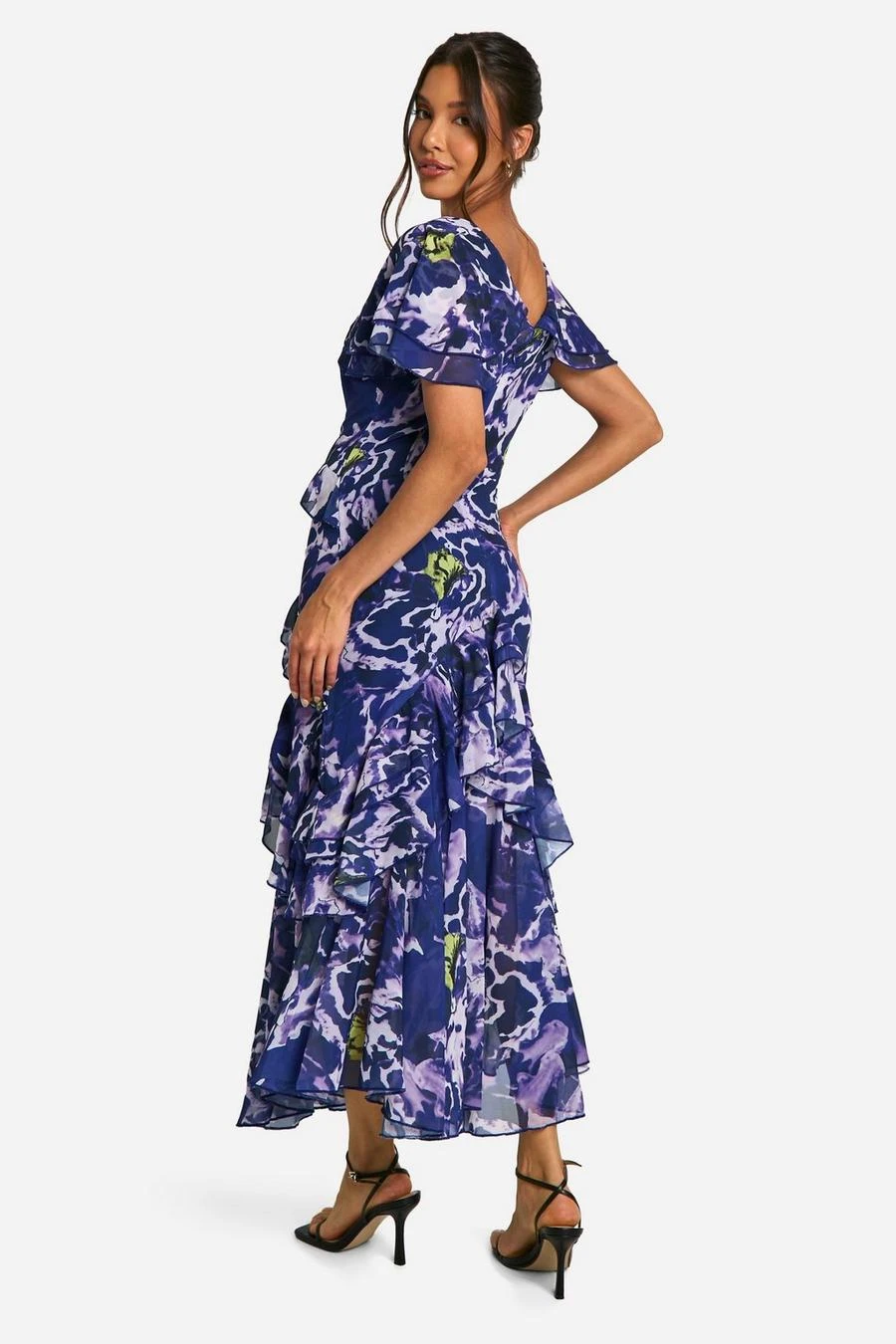 BOOHOO Bold Floral Ruffle Maxi Dress 2 BOOHOO Bold Floral Ruffle Maxi Dress - Image 2