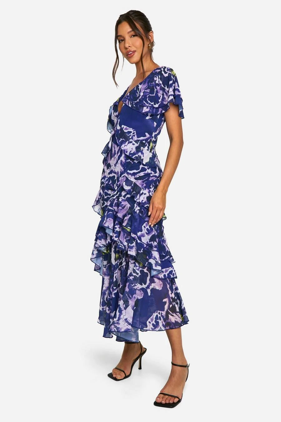 BOOHOO Bold Floral Ruffle Maxi Dress 3 BOOHOO Bold Floral Ruffle Maxi Dress - Image 3