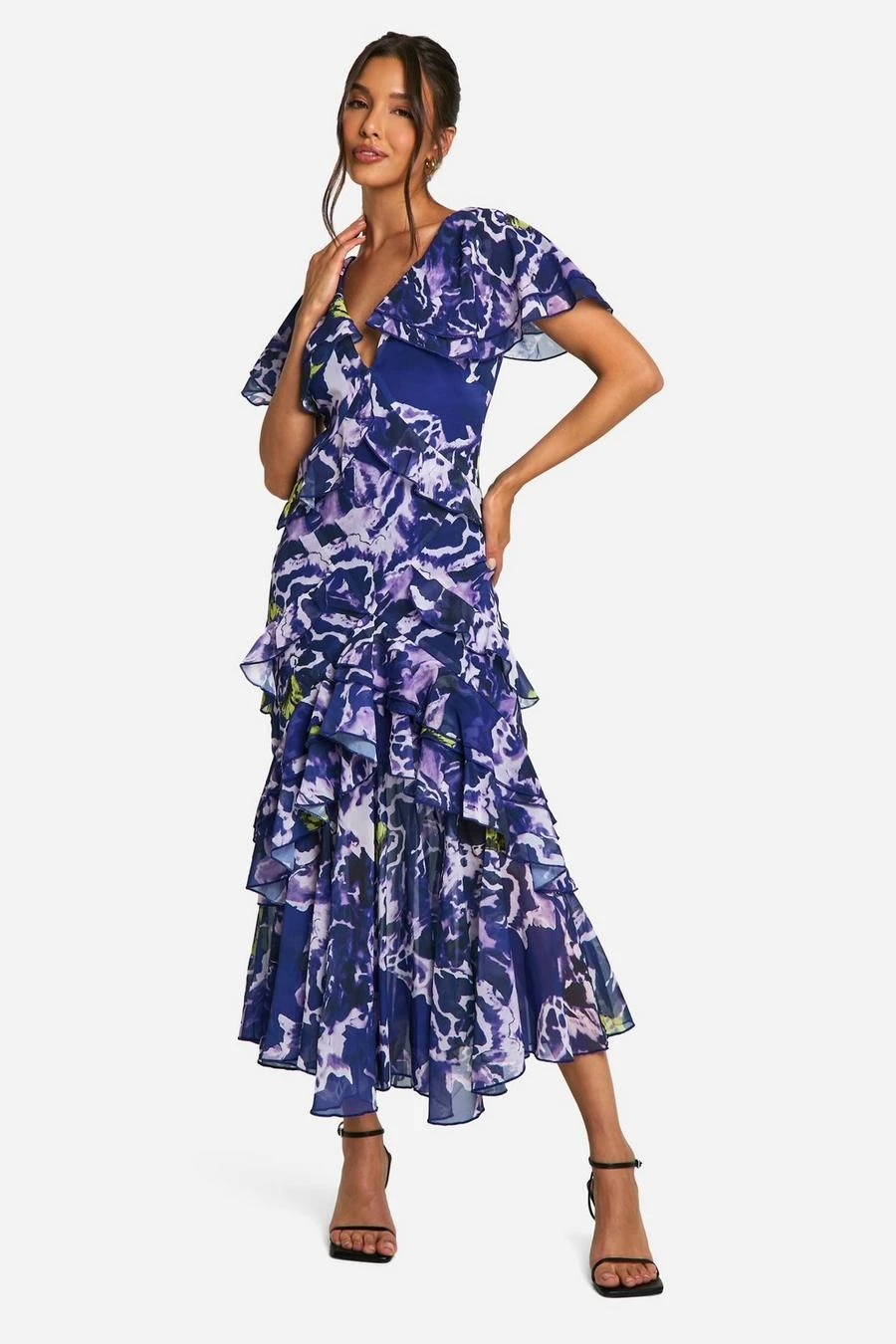 BOOHOO Bold Floral Ruffle Maxi Dress 1 BOOHOO Bold Floral Ruffle Maxi Dress