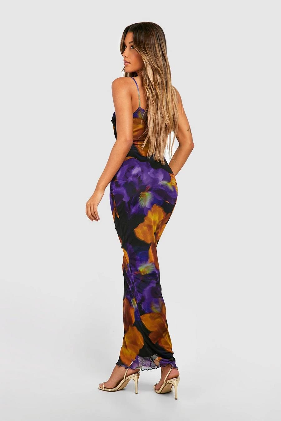 BOOHOO Floral Print Mesh Maxi Slip Dress 2 BOOHOO Floral Print Mesh Maxi Slip Dress - Image 2