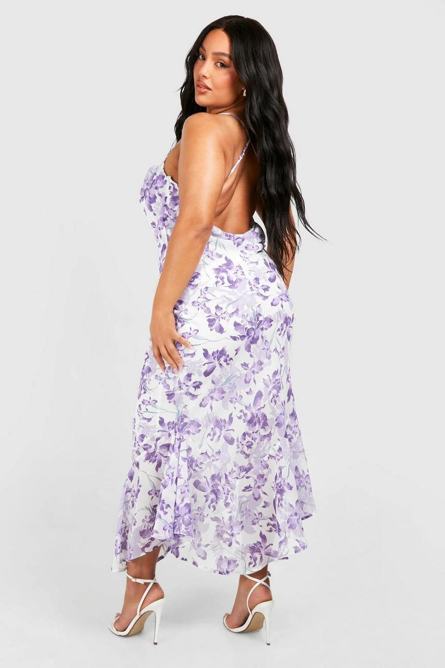 BOOHOO Plus Floral Cowl Back Asymmetric Maxi Dress 2 BOOHOO Plus Floral Cowl Back Asymmetric Maxi Dress - Image 2