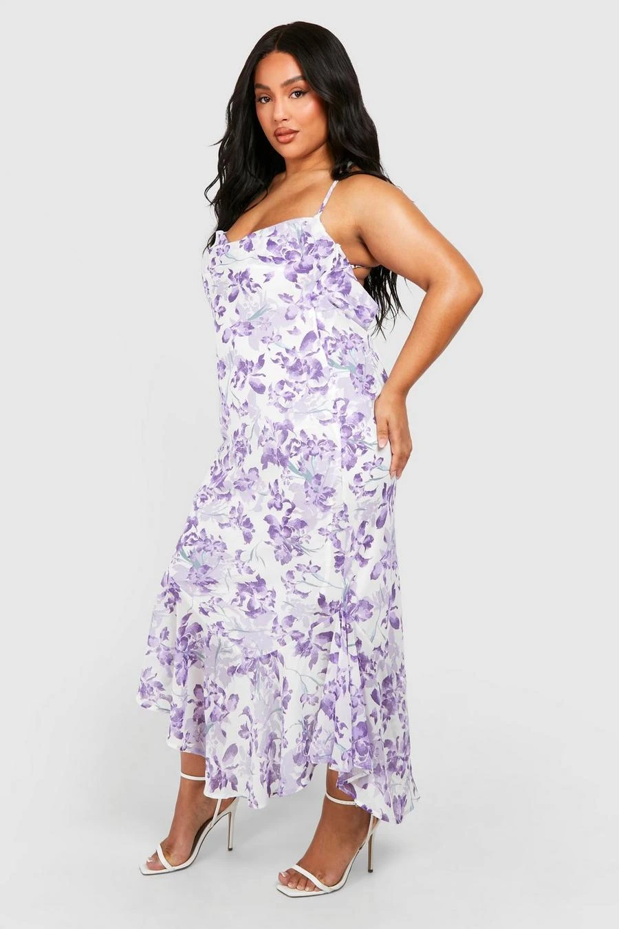 BOOHOO Plus Floral Cowl Back Asymmetric Maxi Dress 3 BOOHOO Plus Floral Cowl Back Asymmetric Maxi Dress - Image 3