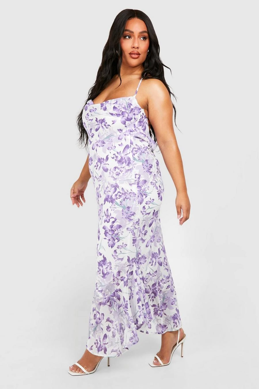BOOHOO Plus Floral Cowl Back Asymmetric Maxi Dress 4 BOOHOO Plus Floral Cowl Back Asymmetric Maxi Dress - Image 4