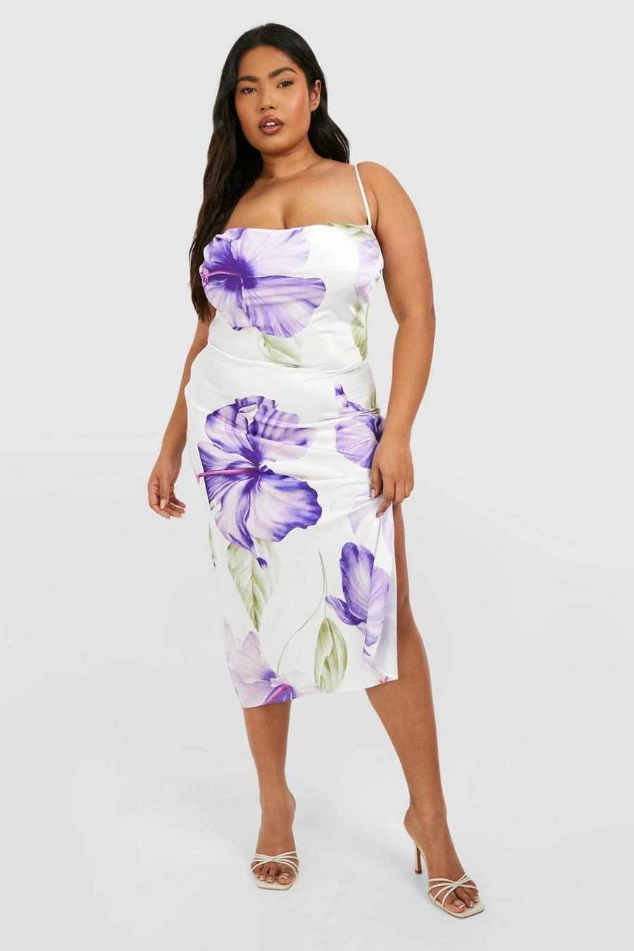 BOOHOO Plus Printed Midi Slip Dress 1 BOOHOO Plus Printed Midi Slip Dress