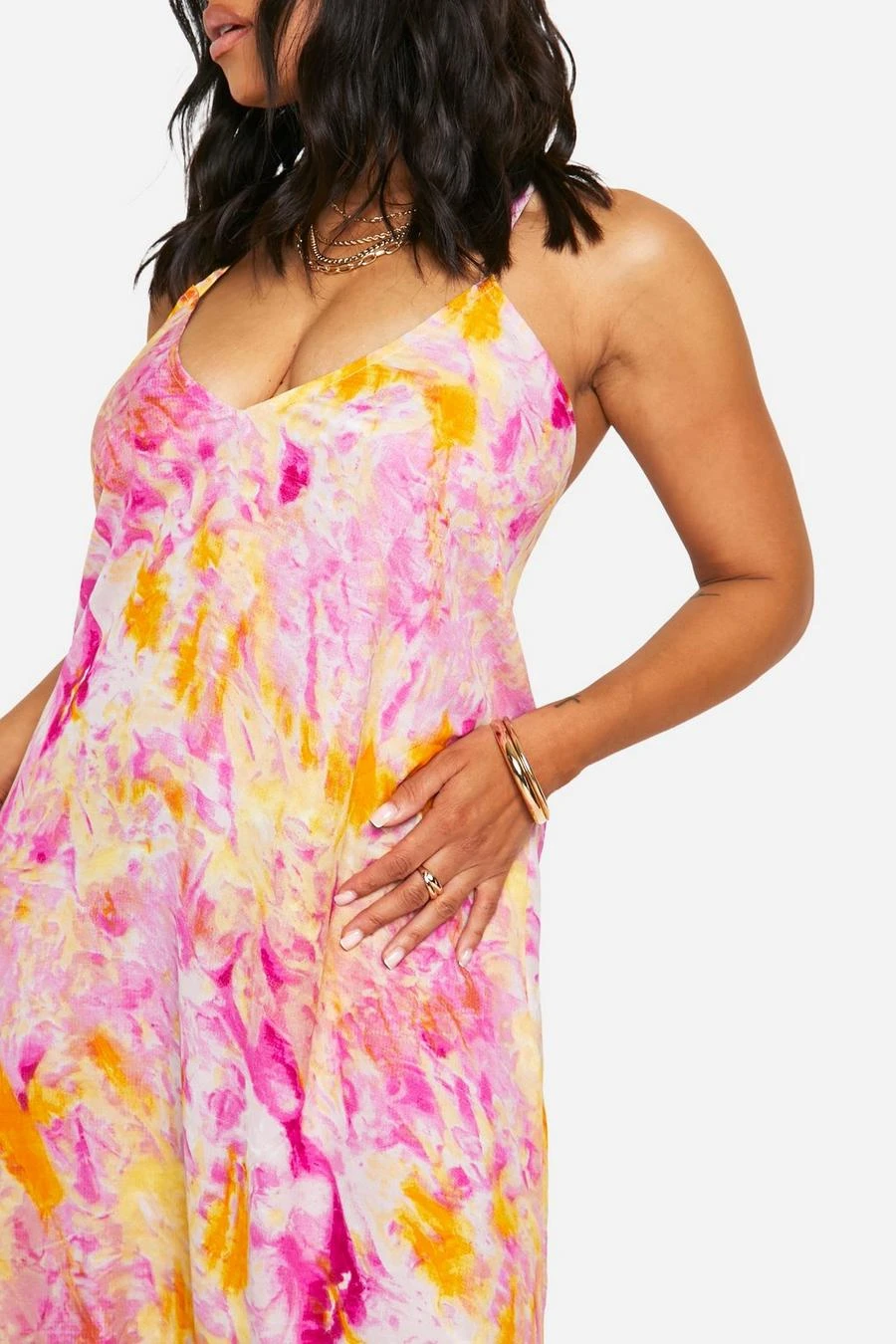 BOOHOO Plus Tie Dye V Neck Strappy Maxi Dress 4 BOOHOO Plus Tie Dye V Neck Strappy Maxi Dress - Image 4