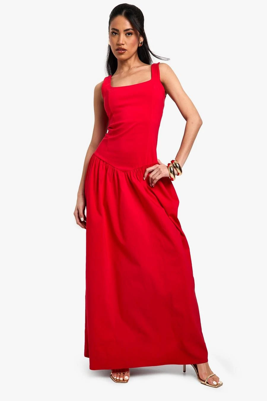 BOOHOO Bengaline Square Neck Dropped Waist Maxi Dress 3 BOOHOO Bengaline Square Neck Dropped Waist Maxi Dress - Image 3