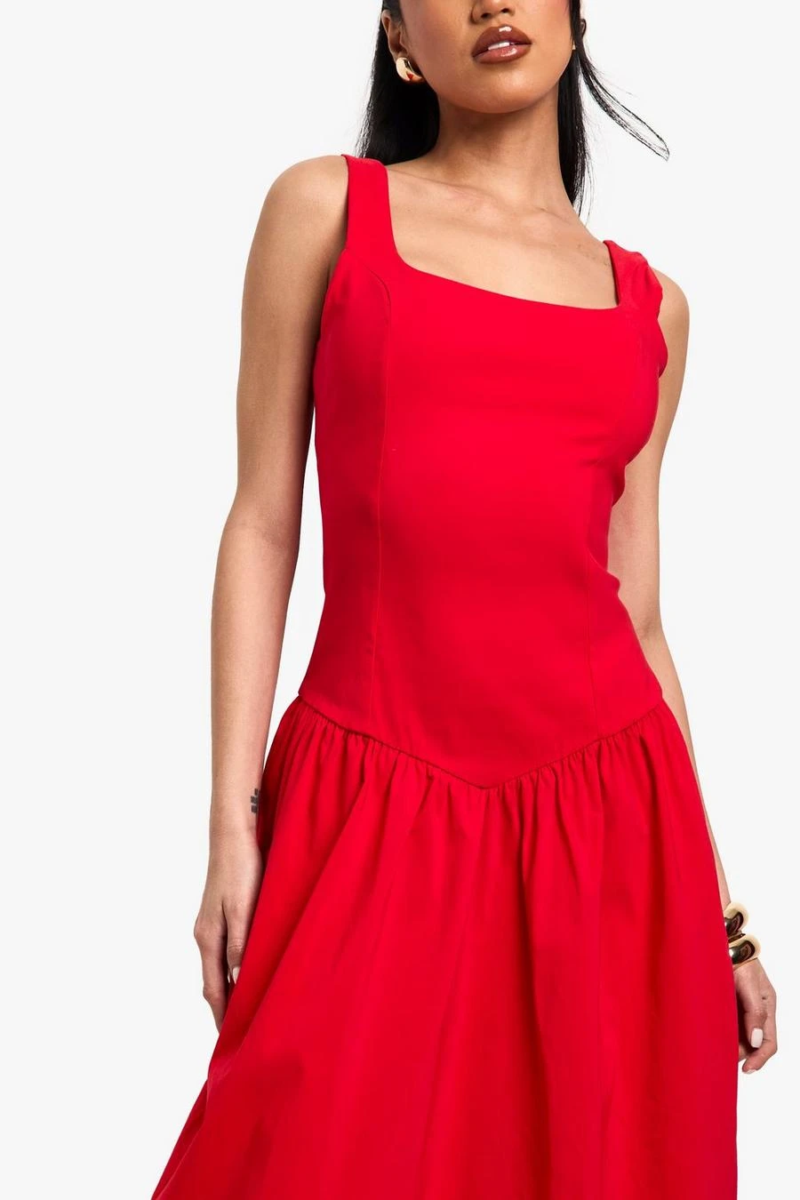 BOOHOO Bengaline Square Neck Dropped Waist Maxi Dress 4 BOOHOO Bengaline Square Neck Dropped Waist Maxi Dress - Image 4