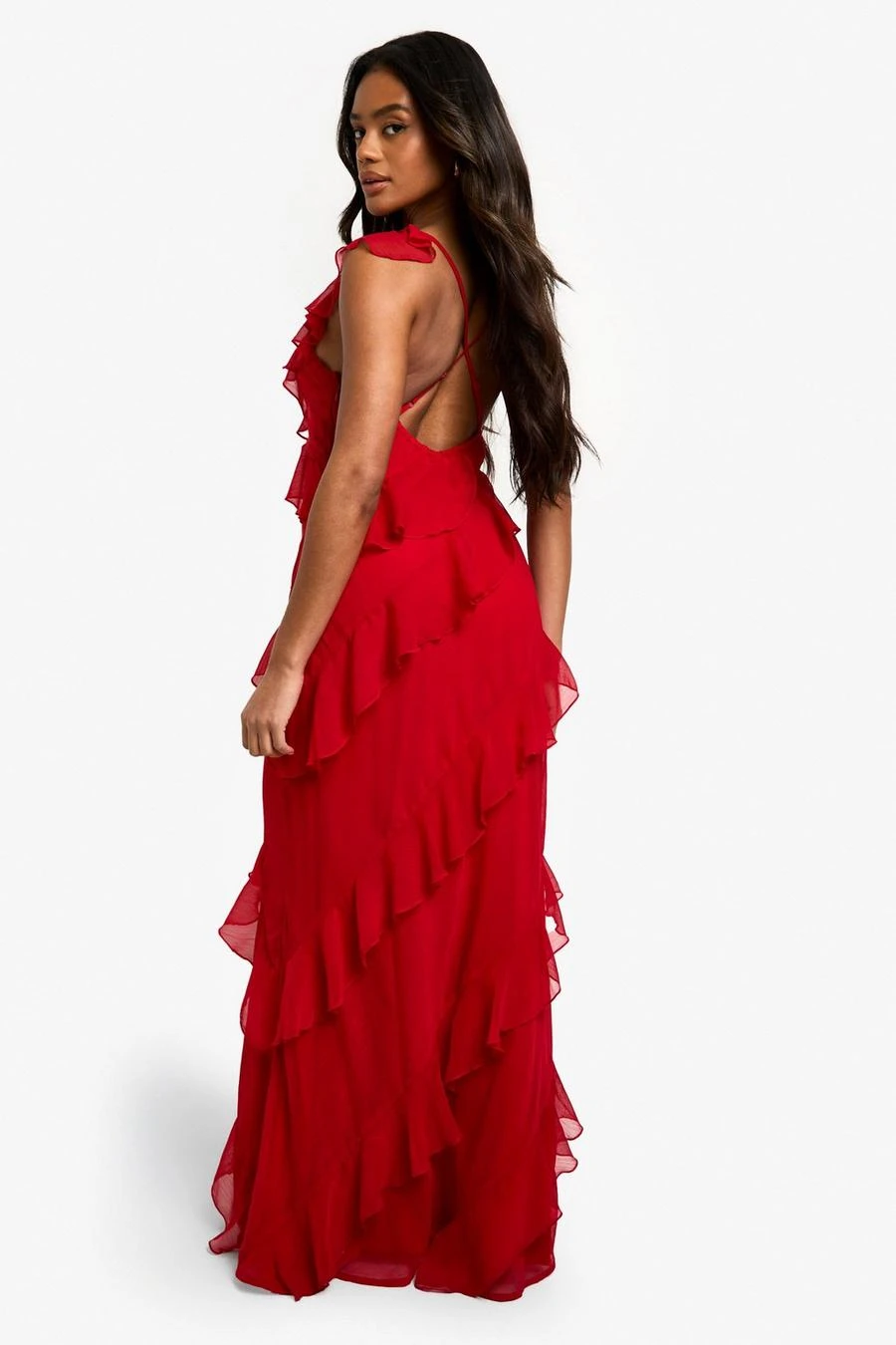 BOOHOO Chiffon Ruffle Strappy Maxi Dress 2 BOOHOO Chiffon Ruffle Strappy Maxi Dress - Image 2