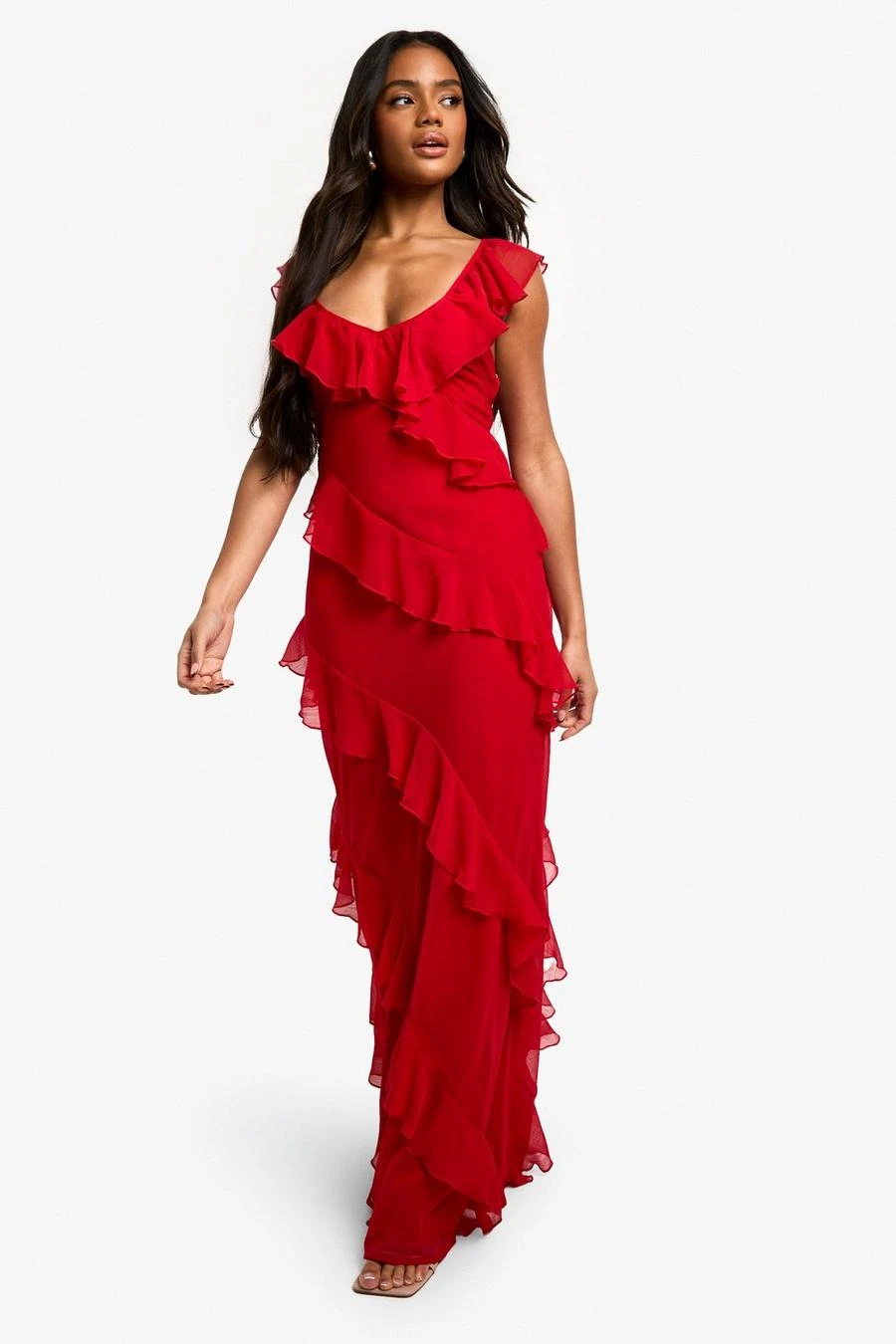 BOOHOO Chiffon Ruffle Strappy Maxi Dress 3 BOOHOO Chiffon Ruffle Strappy Maxi Dress - Image 3