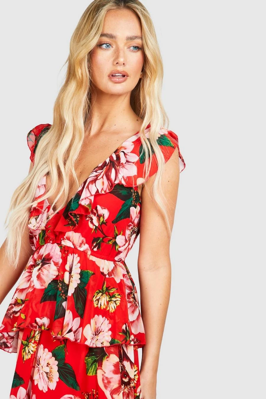 BOOHOO Floral Tiered Ruffle Maxi Dress 4 BOOHOO Floral Tiered Ruffle Maxi Dress - Image 4