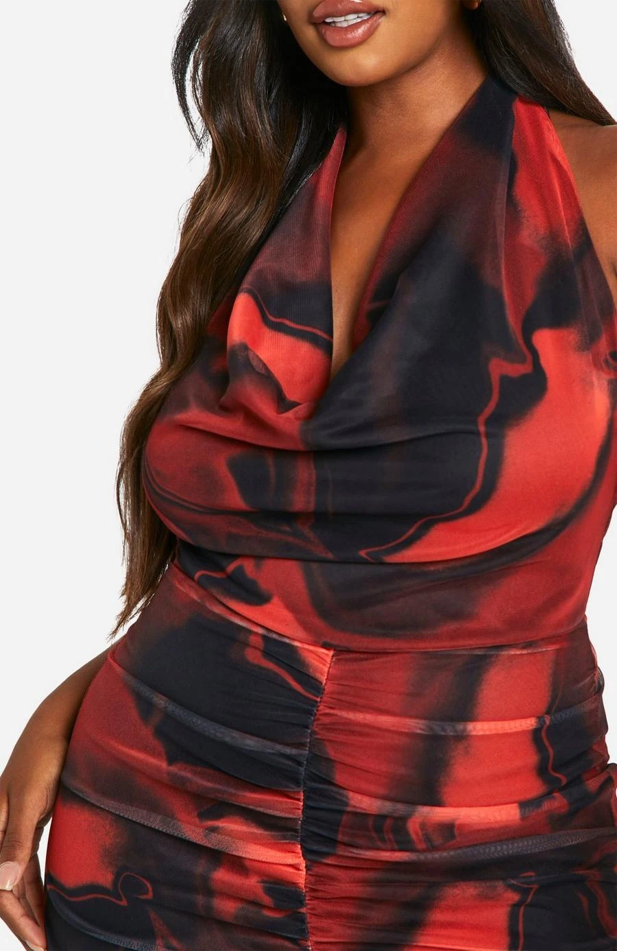 BOOHOO Plus Floral Mesh Cowl Neck Maxi Dress 4 BOOHOO Plus Floral Mesh Cowl Neck Maxi Dress - Image 4