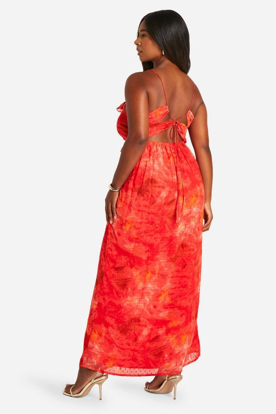 BOOHOO Plus Printed Ruffle Strappy Maxi Dress 2 BOOHOO Plus Printed Ruffle Strappy Maxi Dress - Image 2