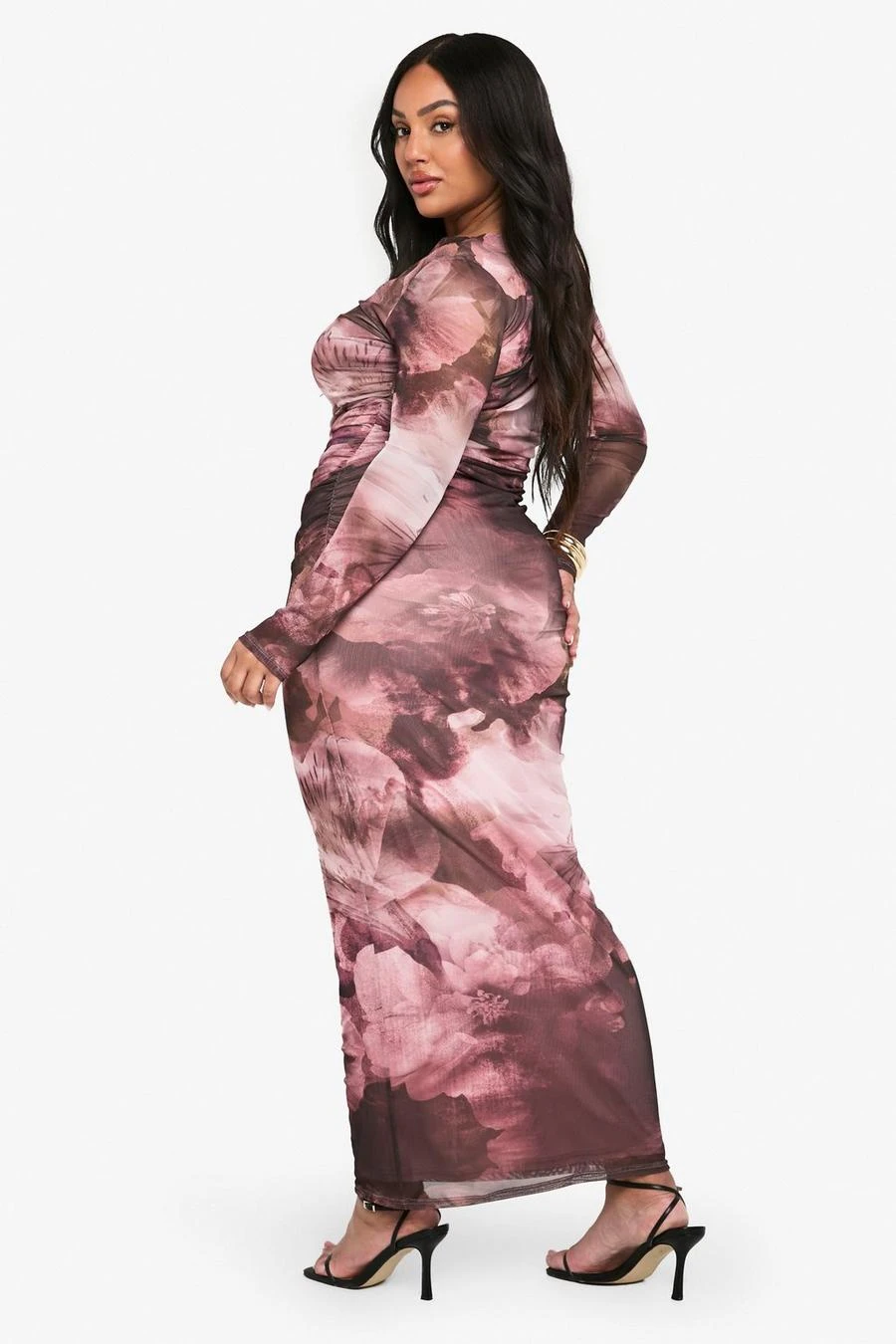 BOOHOO Plus Trim Detail Abstract Mesh Maxi Dress 2 BOOHOO Plus Trim Detail Abstract Mesh Maxi Dress - Image 2