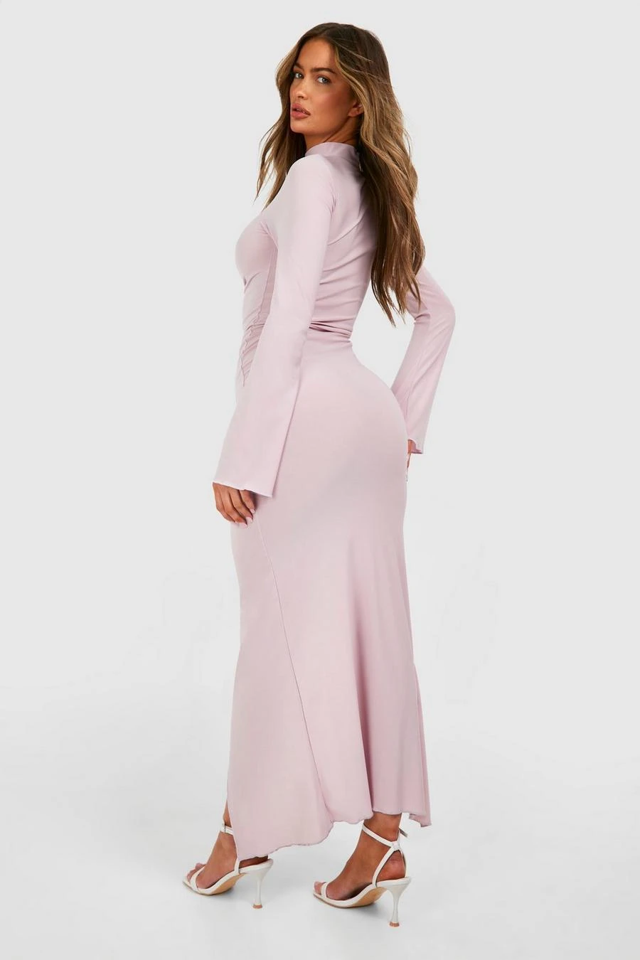 BOOHOO Slinky Ruched Long Sleeve Maxi Dress 2 BOOHOO Slinky Ruched Long Sleeve Maxi Dress - Image 2