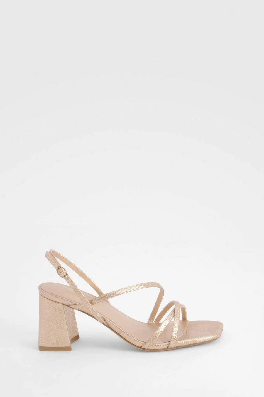 BOOHOO Wide Fit Metallic Croc Mid Block Slingback 2 Part Heels 2 BOOHOO Wide Fit Metallic Croc Mid Block Slingback 2 Part Heels - Image 2