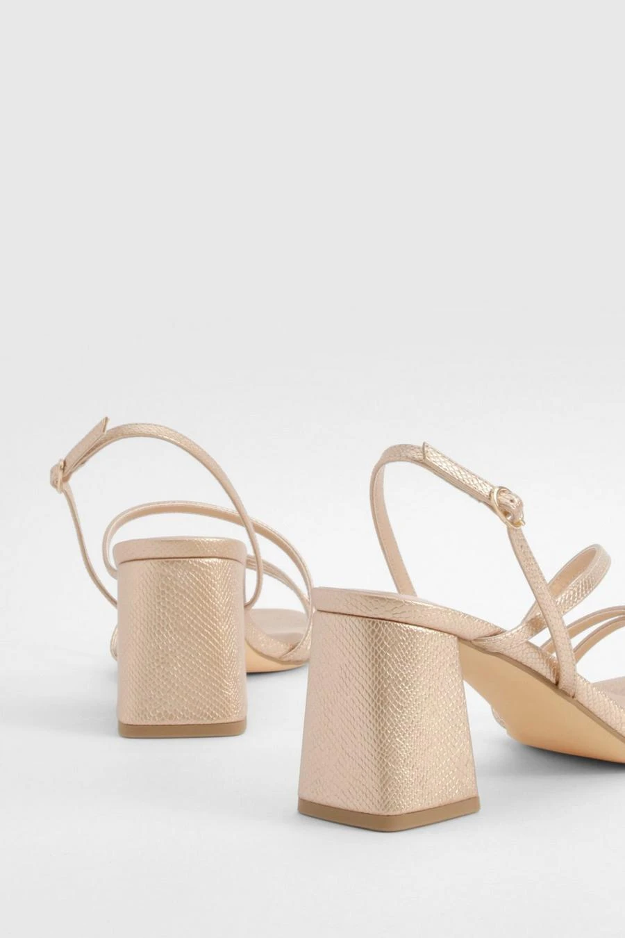 BOOHOO Wide Fit Metallic Croc Mid Block Slingback 2 Part Heels 3 BOOHOO Wide Fit Metallic Croc Mid Block Slingback 2 Part Heels - Image 3