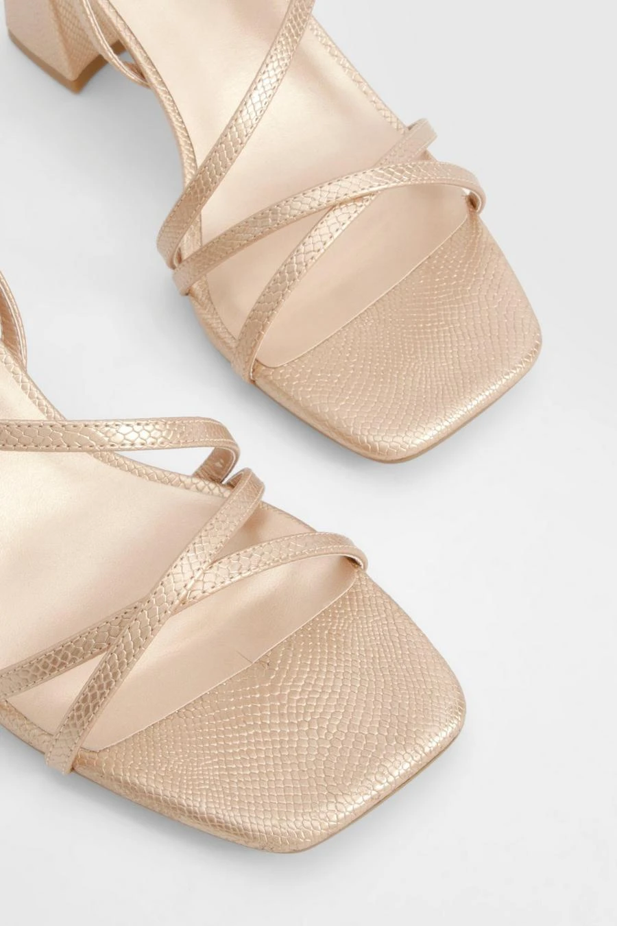 BOOHOO Wide Fit Metallic Croc Mid Block Slingback 2 Part Heels 4 BOOHOO Wide Fit Metallic Croc Mid Block Slingback 2 Part Heels - Image 4