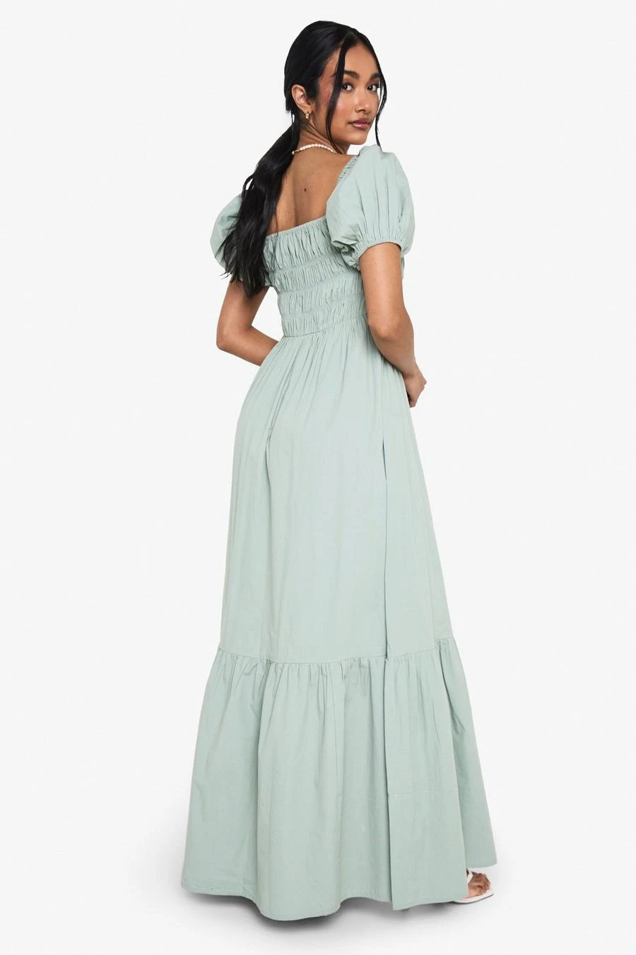 BOOHOO Cotton Poplin Puff Sleeve Maxi Dress 2 BOOHOO Cotton Poplin Puff Sleeve Maxi Dress - Image 2