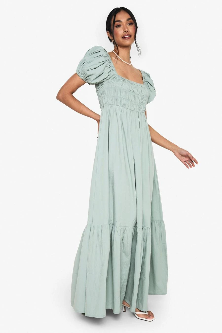 BOOHOO Cotton Poplin Puff Sleeve Maxi Dress 3 BOOHOO Cotton Poplin Puff Sleeve Maxi Dress - Image 3