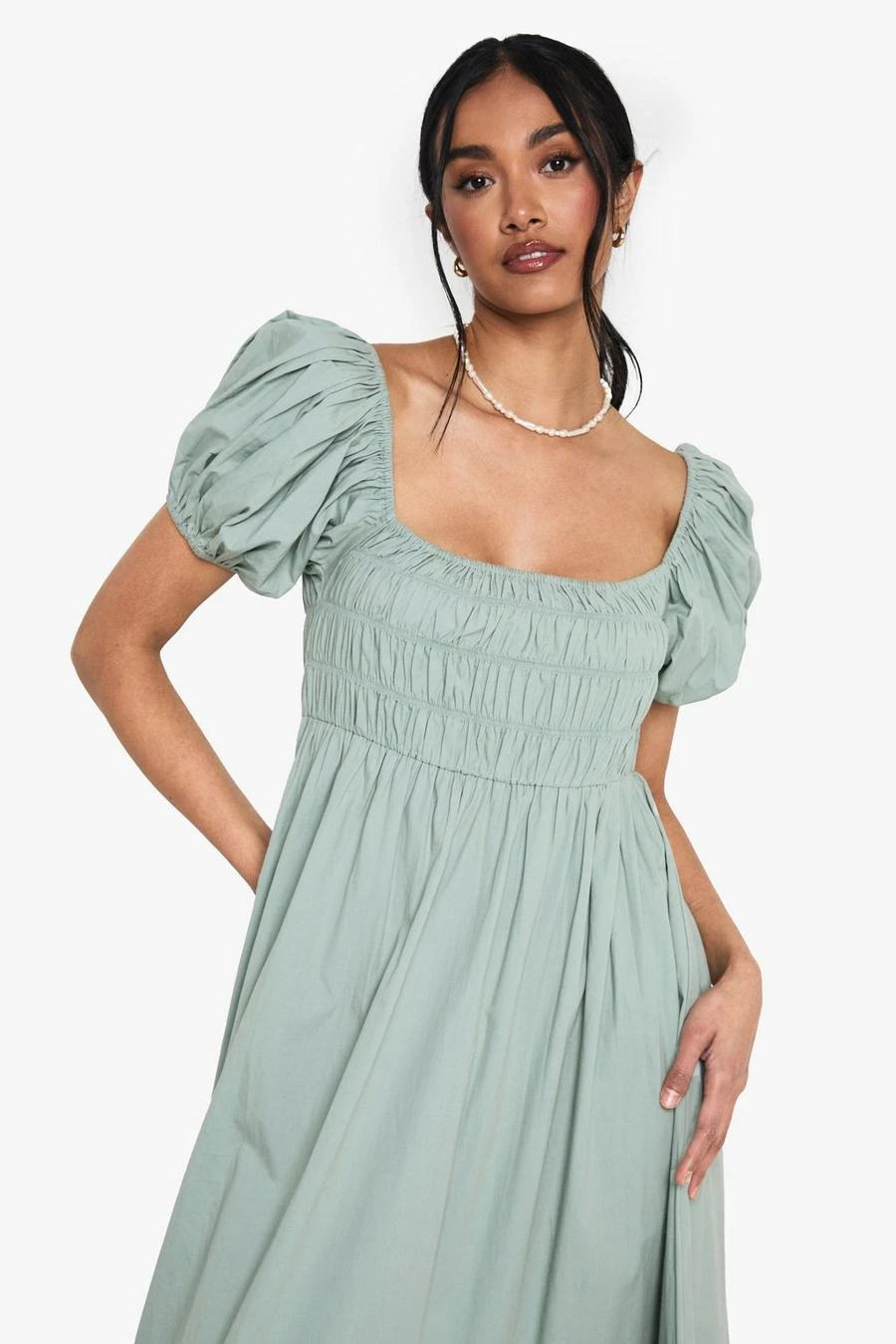 BOOHOO Cotton Poplin Puff Sleeve Maxi Dress 4 BOOHOO Cotton Poplin Puff Sleeve Maxi Dress - Image 4