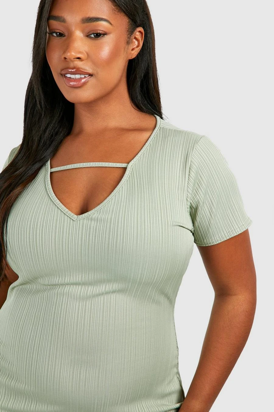 BOOHOO Plus Rib Strap Detail Column Maxi Dress 4 BOOHOO Plus Rib Strap Detail Column Maxi Dress - Image 4