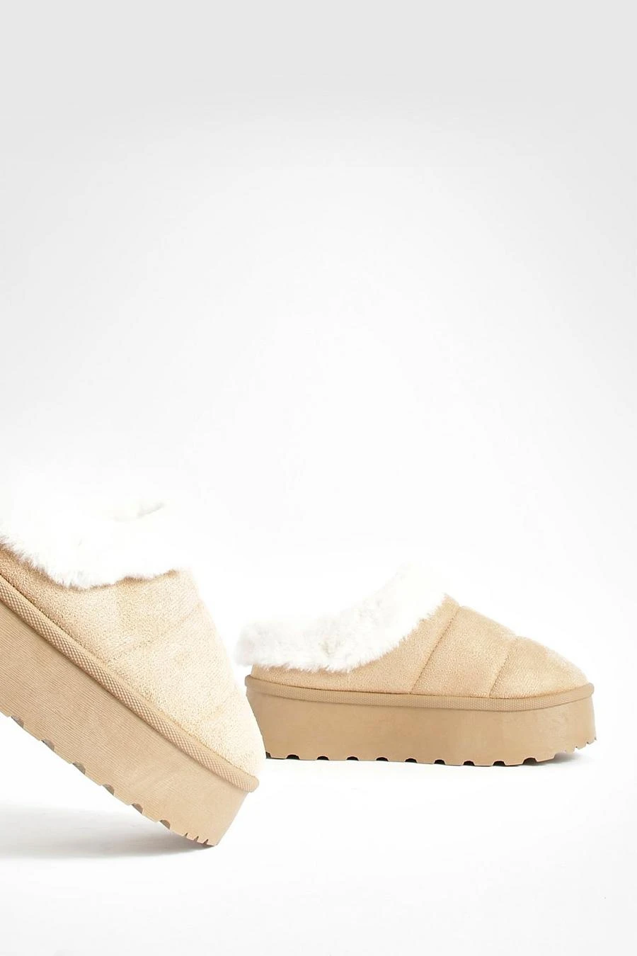 BOOHOO Platform Fur Lined Cosy Mules 4 BOOHOO Platform Fur Lined Cosy Mules - Image 4