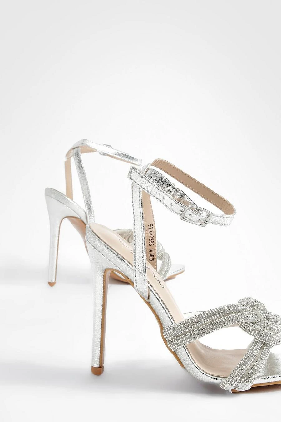 BOOHOO Diamante Knot Detail 2 Part Stiletto Heel 4 BOOHOO Diamante Knot Detail 2 Part Stiletto Heel - Image 4