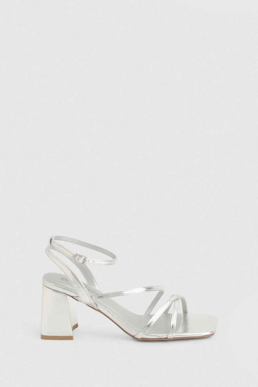 BOOHOO Metallic Mid Block Heel Strappy Heels 3 BOOHOO Metallic Mid Block Heel Strappy Heels - Image 3