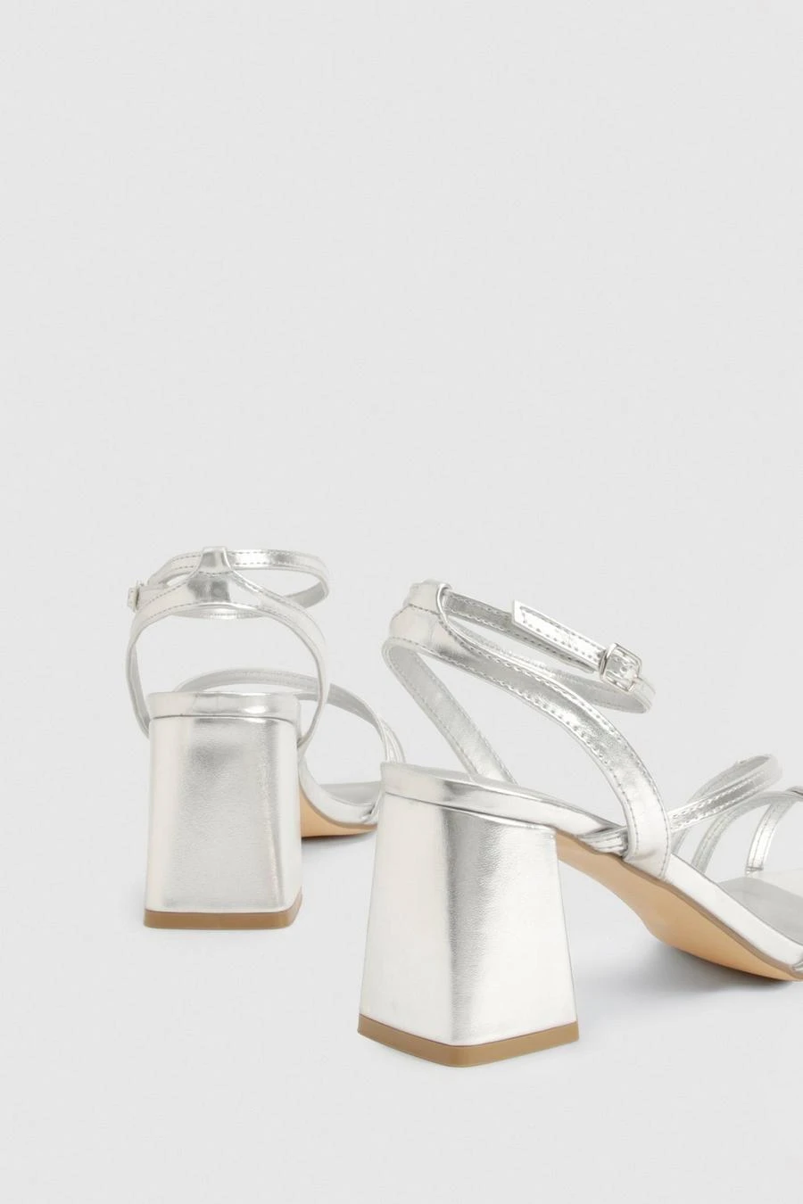 BOOHOO Metallic Mid Block Heel Strappy Heels 4 BOOHOO Metallic Mid Block Heel Strappy Heels - Image 4