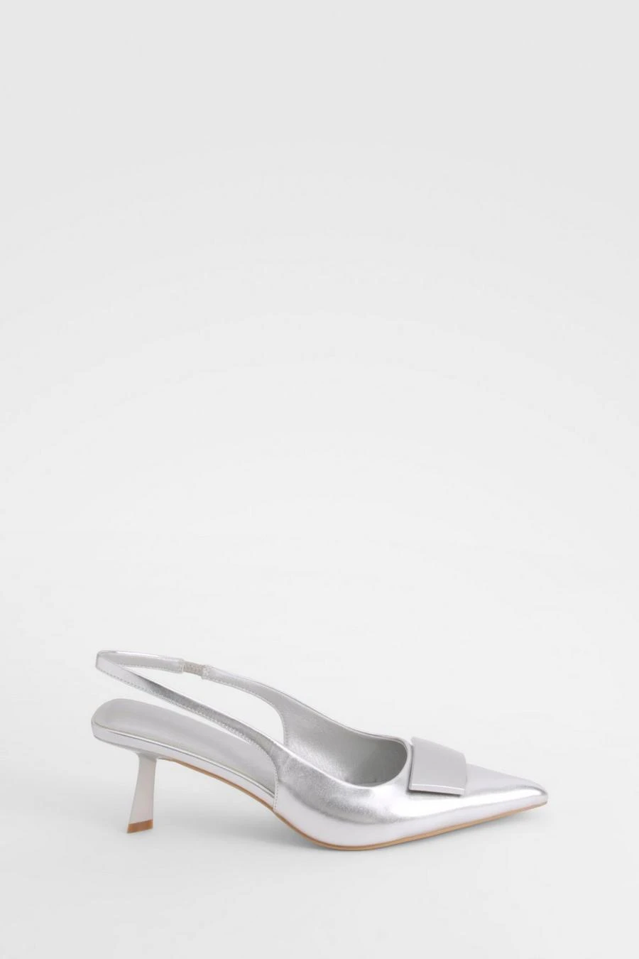 BOOHOO Metallic Trim Detail Slingback Court Shoes 3 BOOHOO Metallic Trim Detail Slingback Court Shoes - Image 3