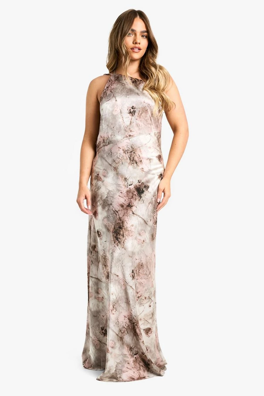 BOOHOO Petite Cowl Back Abstract Maxi Dress 1 BOOHOO Petite Cowl Back Abstract Maxi Dress