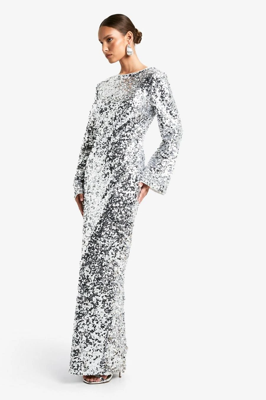 BOOHOO Sequin Scoop Back Maxi Dress 1 BOOHOO Sequin Scoop Back Maxi Dress