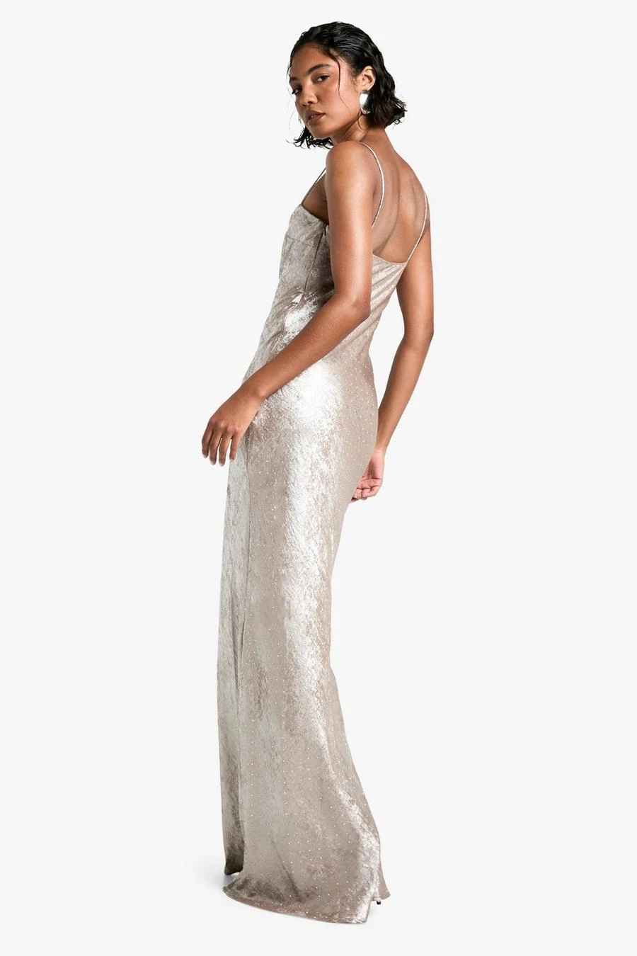BOOHOO Tall Diamante Satin Maxi Slip Dress 2 BOOHOO Tall Diamante Satin Maxi Slip Dress - Image 2