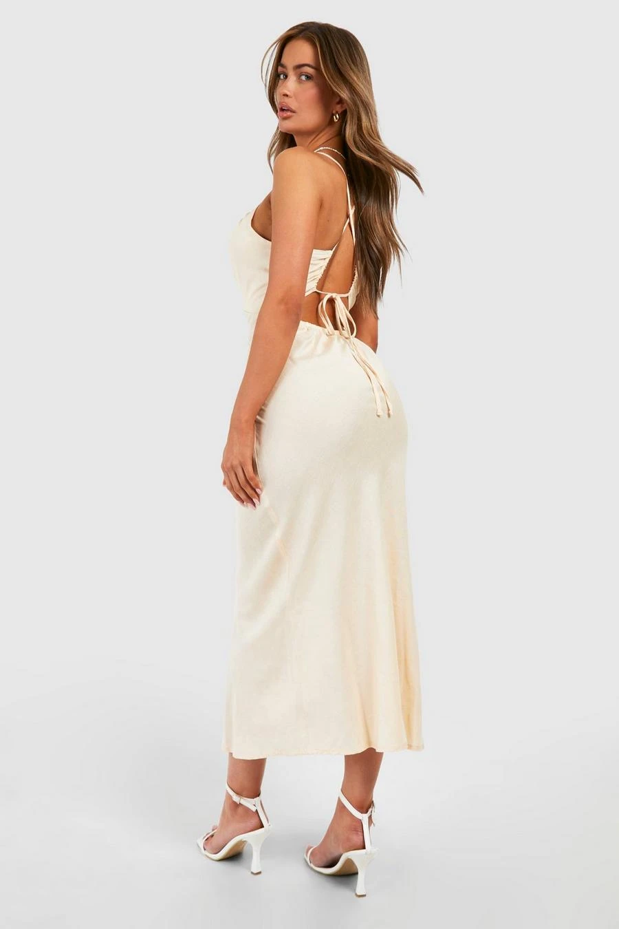BOOHOO Linen Look Strappy Midaxi Dress 2 BOOHOO Linen Look Strappy Midaxi Dress - Image 2