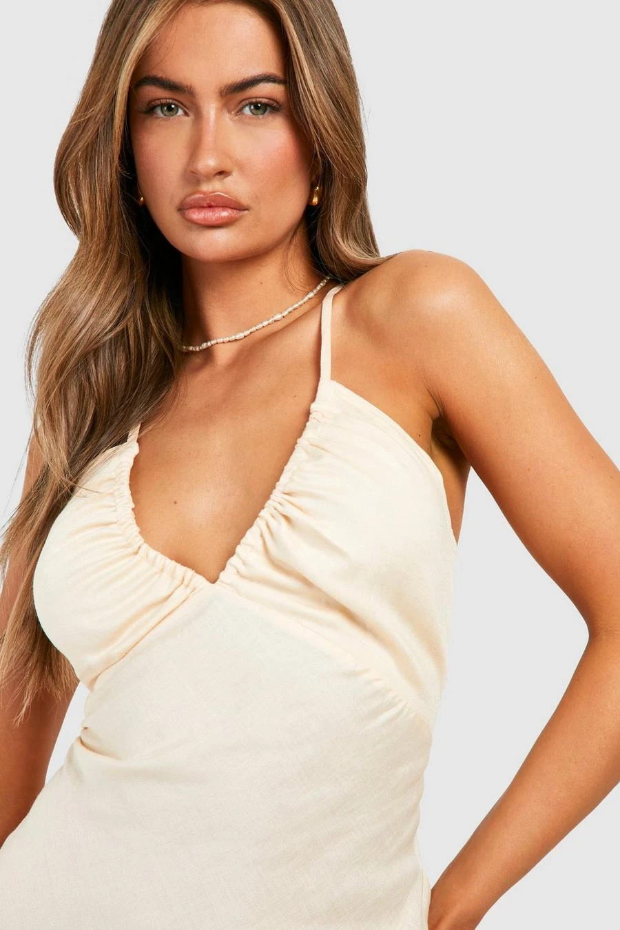 BOOHOO Linen Look Strappy Midaxi Dress 4 BOOHOO Linen Look Strappy Midaxi Dress - Image 4