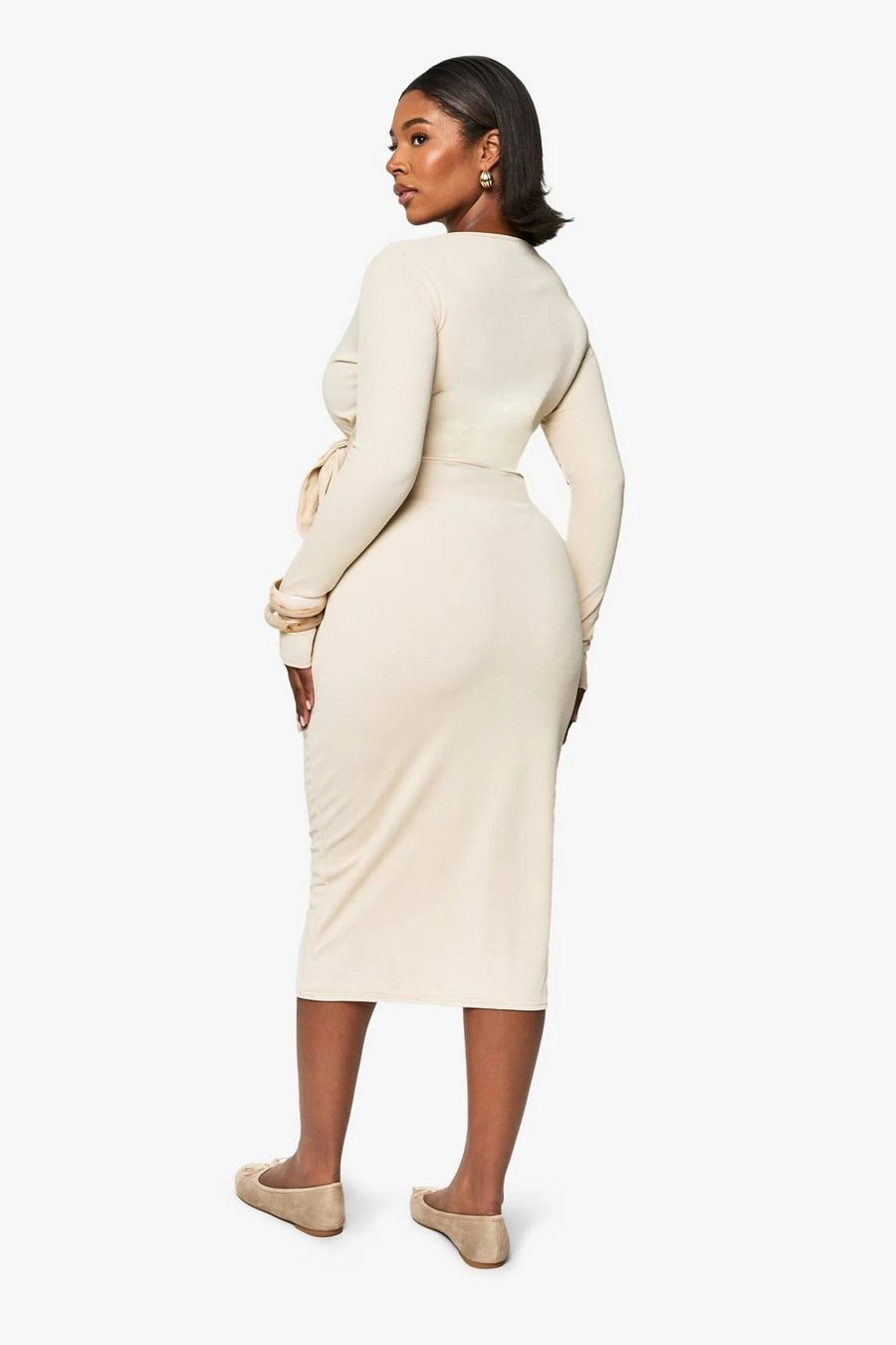 BOOHOO Plus Rib Wrap Midi Dress 2 BOOHOO Plus Rib Wrap Midi Dress - Image 2