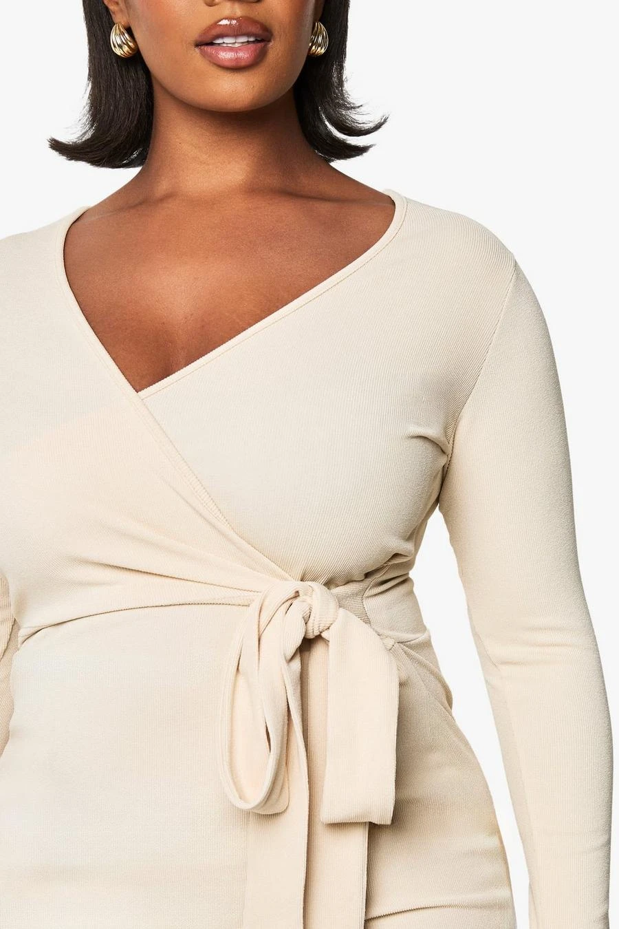 BOOHOO Plus Rib Wrap Midi Dress 4 BOOHOO Plus Rib Wrap Midi Dress - Image 4
