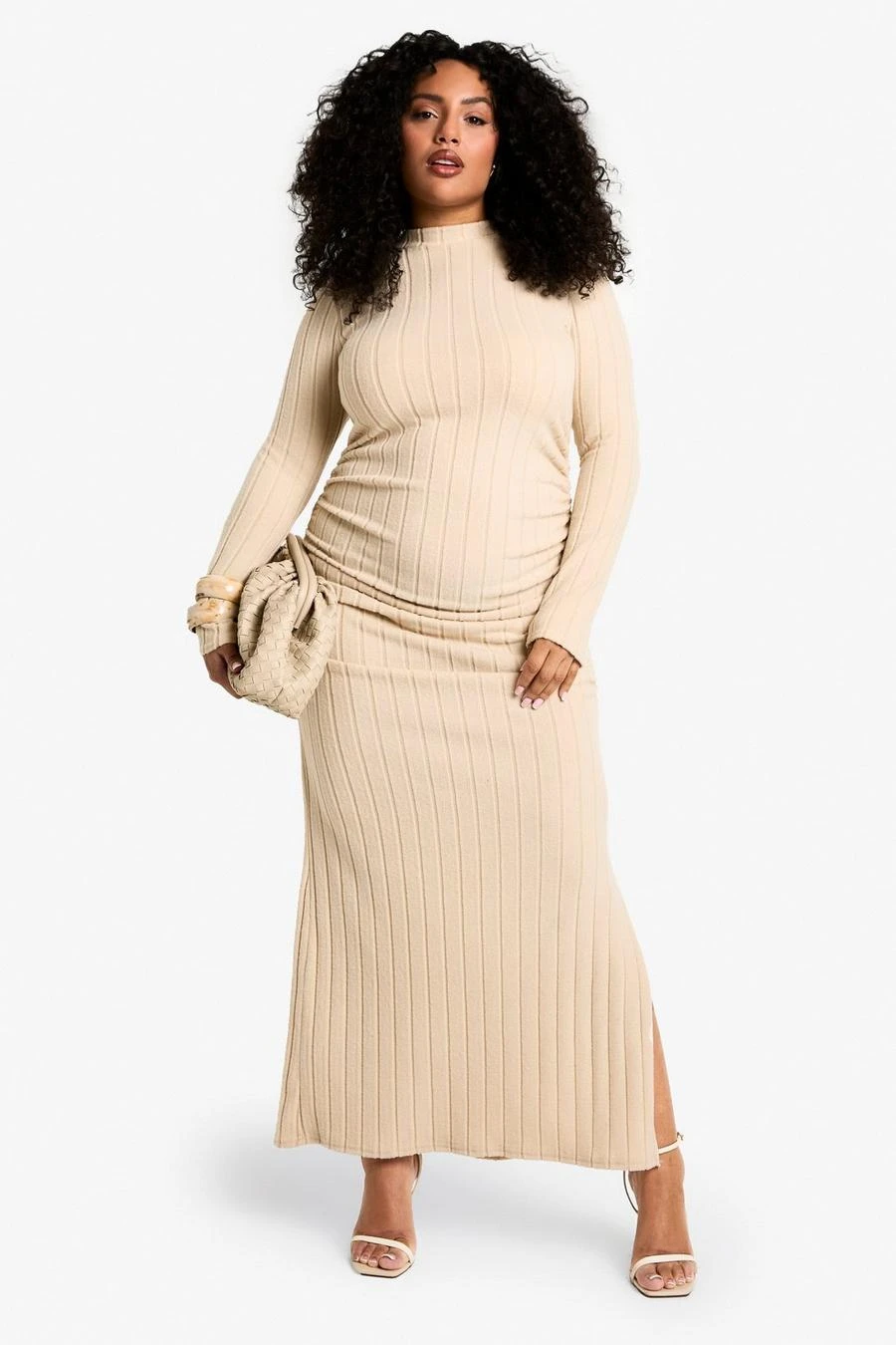 BOOHOO Plus Wide Rib Rouched Maxi Dress 3 BOOHOO Plus Wide Rib Rouched Maxi Dress - Image 3