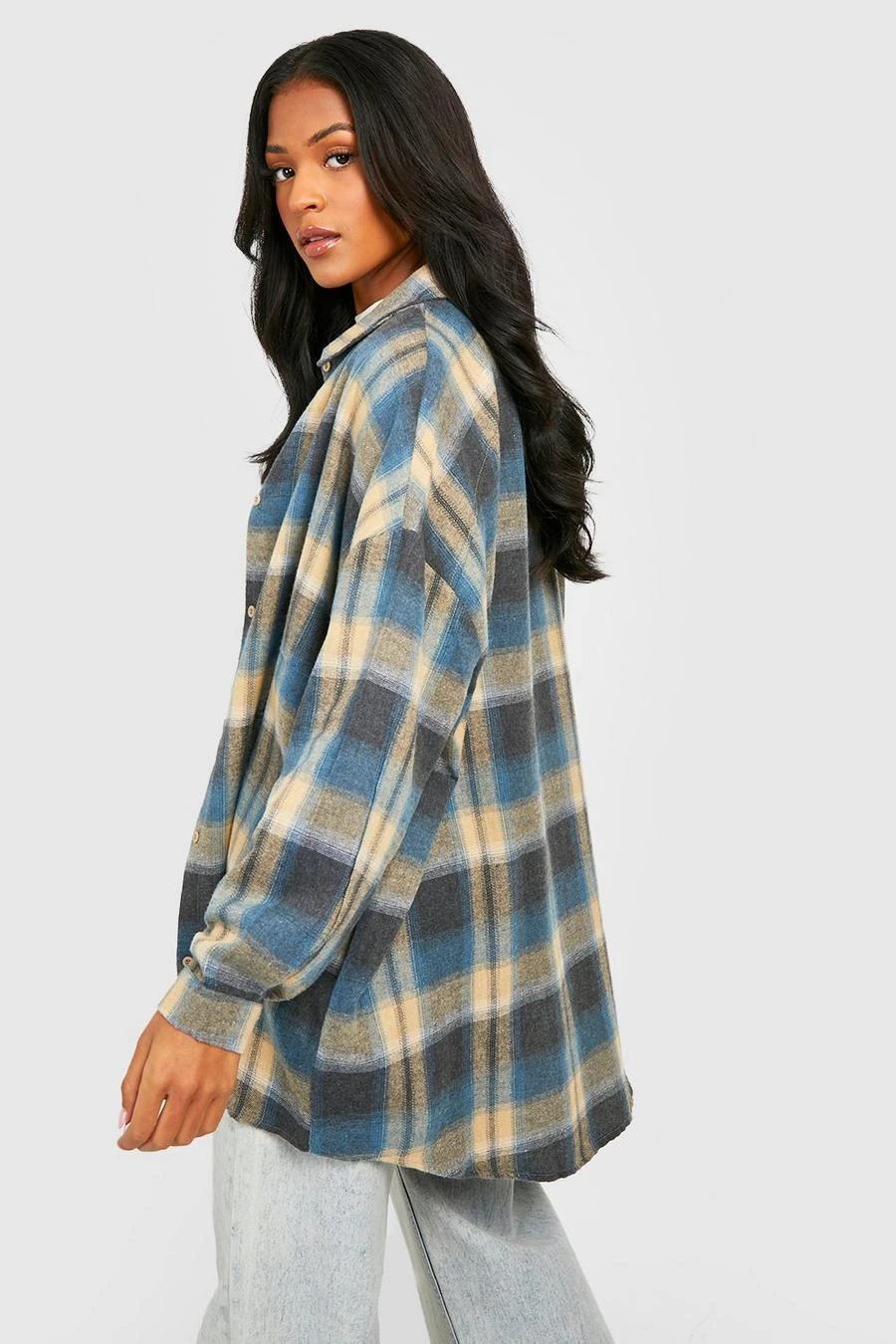 BOOHOO Stone Tall Oversized Check Shirt 2 BOOHOO Stone Tall Oversized Check Shirt - Image 2