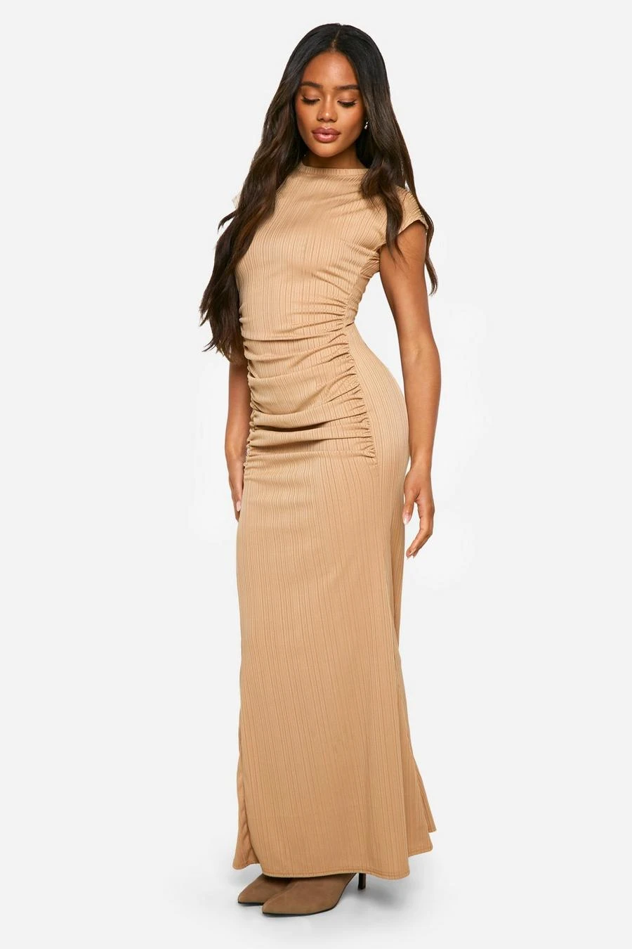 BOOHOO Textured Ruched Maxi Dress 3 BOOHOO Textured Ruched Maxi Dress - Image 3