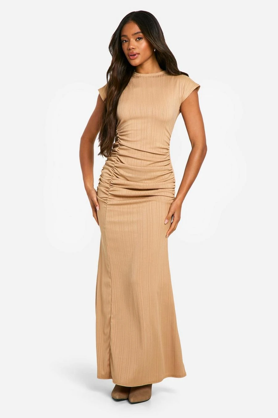 BOOHOO Textured Ruched Maxi Dress 1 BOOHOO Textured Ruched Maxi Dress