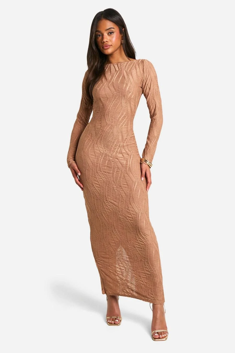 BOOHOO Textured Strap Detail Maxi Dress 1 BOOHOO Textured Strap Detail Maxi Dress