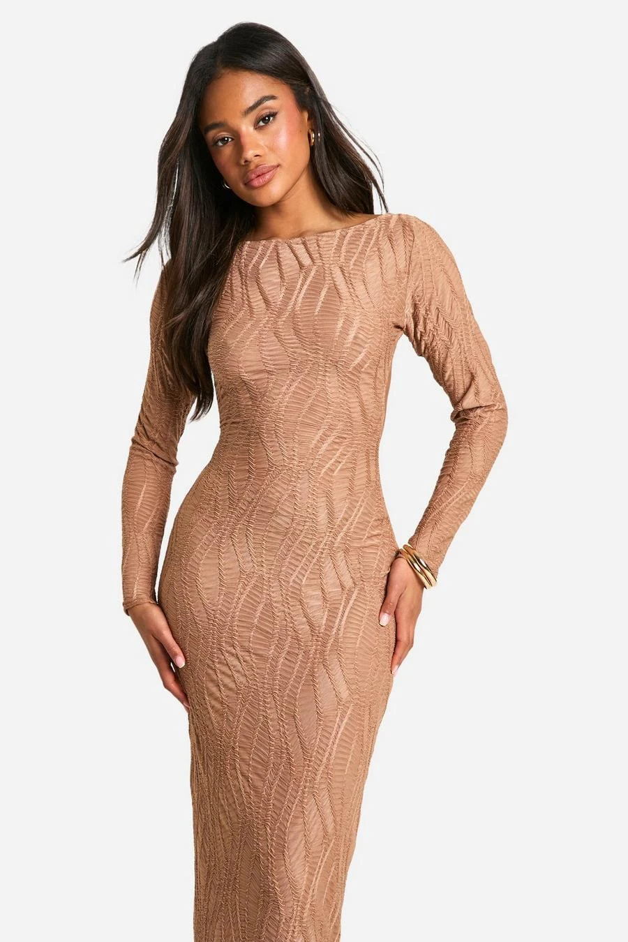BOOHOO Textured Strap Detail Maxi Dress 3 BOOHOO Textured Strap Detail Maxi Dress - Image 3